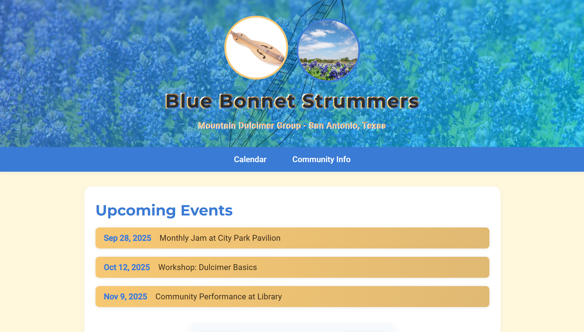 Blue Bonnet Strummers Website